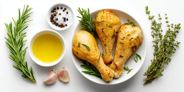Roasted Chicken Drumsticks with Herbs and Spices Top View