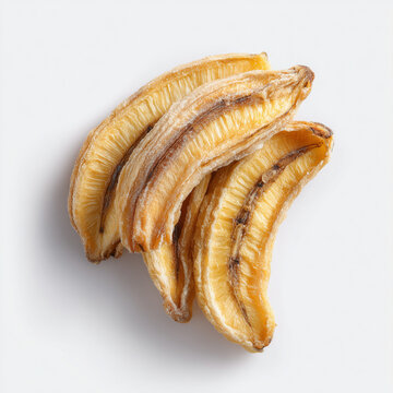 Dried Banana Chips Slices Isolated on White Background