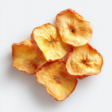 Heap of Dried Apple Chips Isolated on White Background