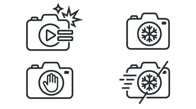 Digital Camera Setting and Functionality Line Icons