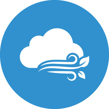 Windy weather icon with cloud and leaves