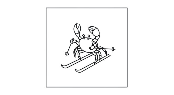 crab skiing cartoon