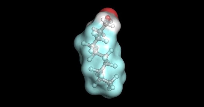 1,1,2,2-Tetrahydroperfluoro-1-decanol, 8:2 fluorotelomer alcohol PFAS precursor and persistent environmental pollutant, 3D molecule spinning, 4K