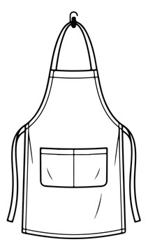 Minimalist apron vector illustration, professional kitchen chef apron with pockets, blank protective garment template for branding and uniforms