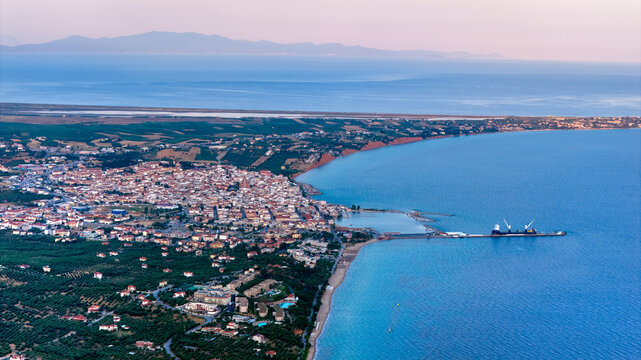 Coastal Nea Moudania Town Beside the Calm Aegean Sea in Greece