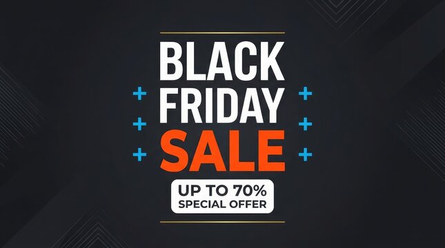 Black friday sale banner with seventy percent discount and special offer text