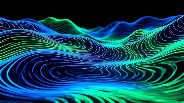 Abstract wave patterns with glowing lines