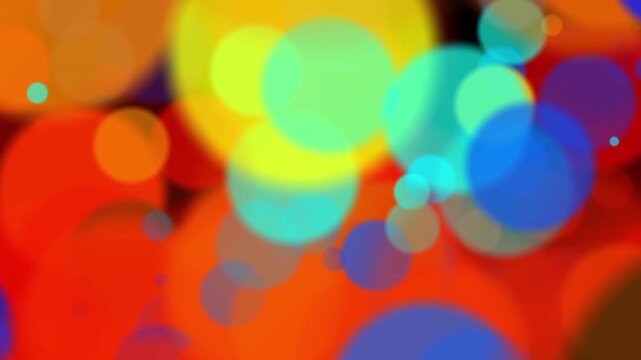 Dynamic abstract red green blue yellow bokeh waves with vibrant colorful glow, soft blurred light circles and festive lens flare, motion graphics in After Effects on black background, seamless 4