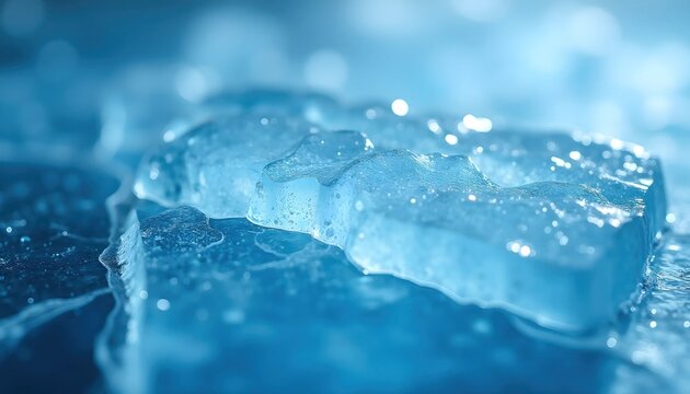 Ice Cracking Under Pressure Close-Up With Sharp Fracture Detail Generate AI