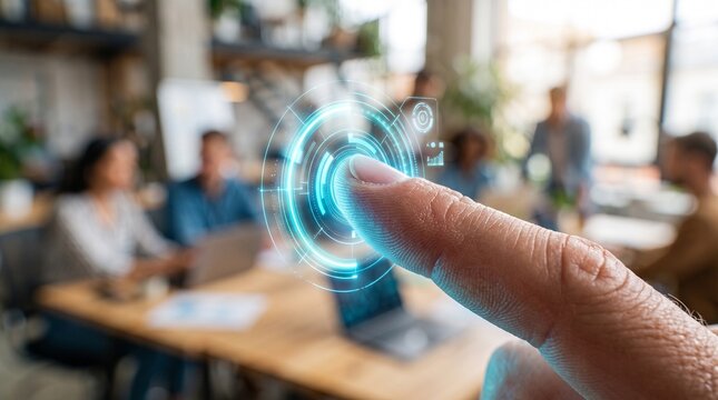 Finger Touching Virtual Holographic Interface in Modern Office