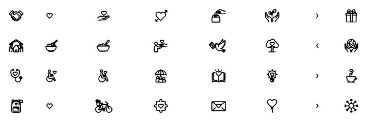 Fototapeta premium Icons Representing Various Concepts and Objects in Black and White Line Art Style Featuring Icon, Concept, Object with Symbol