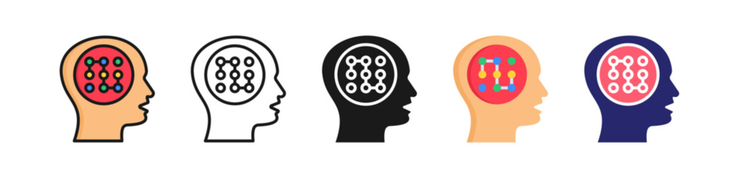 Pattern Recognition Multiple Style Icon Set Collection. 