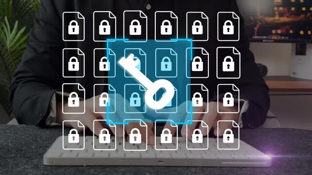 File data encryption and access control.  Encryption key management, secure document storage system. 