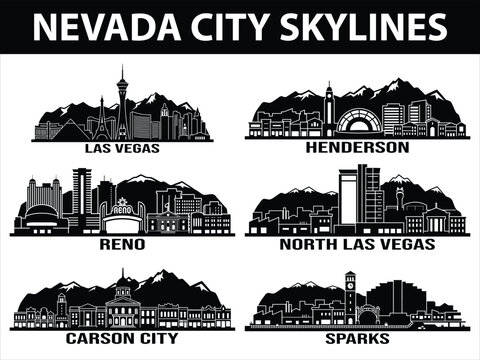 City skylines of Nevada USA in black