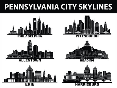 Black Pennsylvania city skylines set