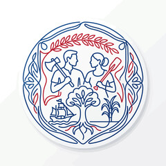Minimalist Emblems Illustrating Colonial History and Heritage © Akun
