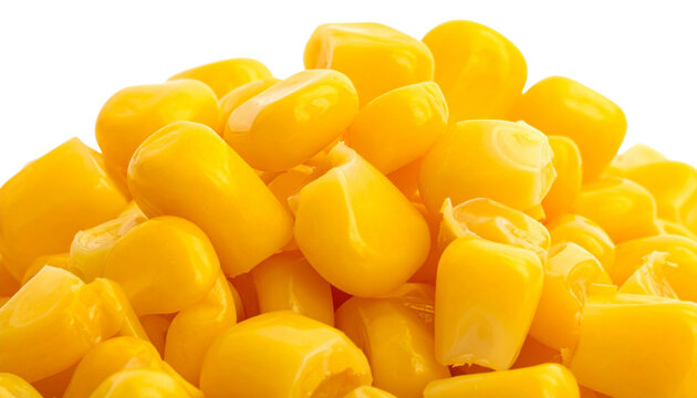 Sweet corn kernels pile isolated on white background, fresh yellow maize seeds, organic vegetable grains for cooking and food packaging isolated on solid white background2
