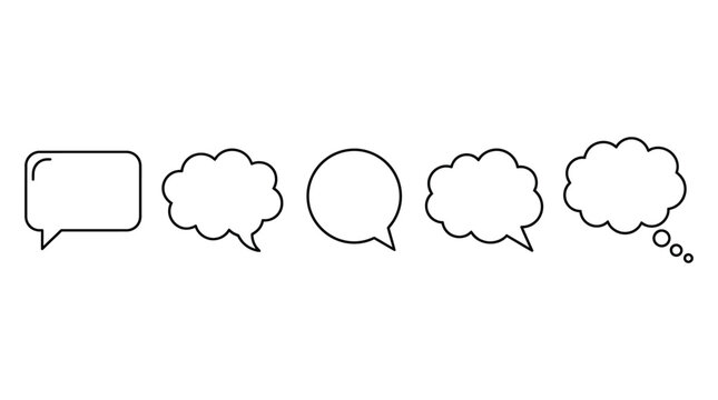 Speech bubble icons with chat cloud and thought bubble outline vector illustration design