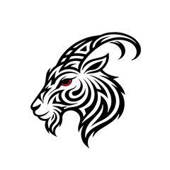 Fototapeta premium Tribal Goat Head Mascot Logo Black and White Vector