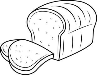 Loaf of bread, line drawing for coloring, educational material.