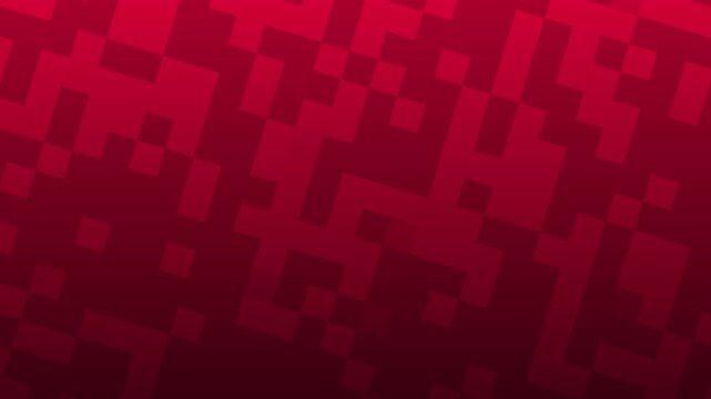Vibrant red abstract pixel background with glitch geometric block pattern, digital square technology texture, and dark crimson gradient.
