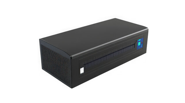 Black uninterruptible power supply unit isolated with high capacity black on transparent background