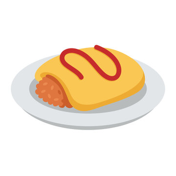 Omurice Vector Clipart Flat Logo Icon Illustration Design