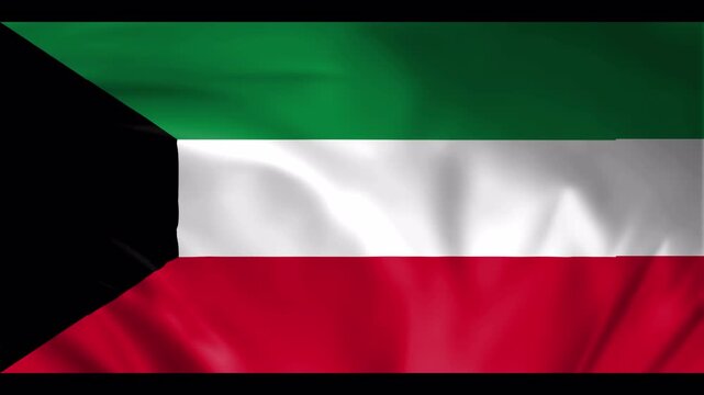 kuwait flag waving in the win full screen 3d animation loop seamless animation. good for background waiting screen.