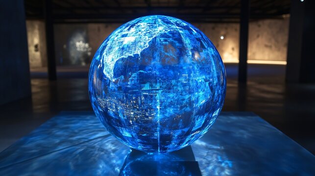 3D. Globe. Blue. Light. Technology.