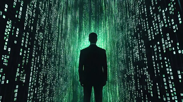 Digital. Matrix. Silhouette. Technology. Green.