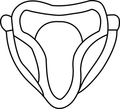 Cricket Abdominal Guard Icon, Protective Sports Gear Outline, Athletic Safety Equipment Vector Illustration