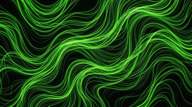 Vibrant green wave pattern on black background for modern design Liquid, Abstract, Fluid, Gradient, Texture, Mesh