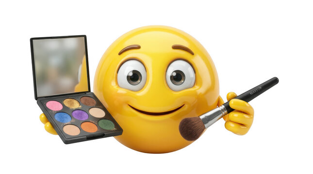 Happy emoji holding a stylus over a digital tablet displaying a smiley face