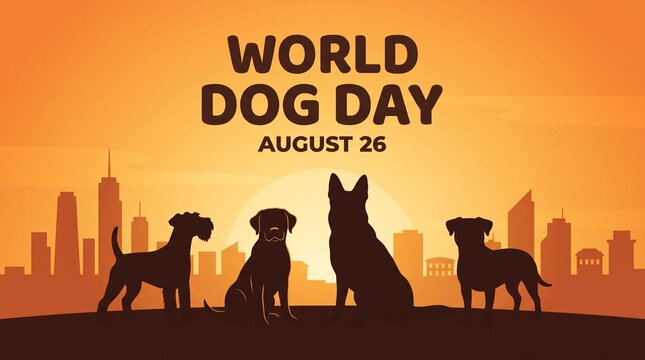World dog day theme silhouette flat design. Vector illustration. Suitable for Poster, Banners, campaign and greeting card.
