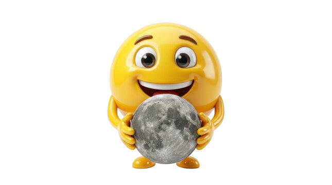 Happy emoji character holding a small rock or gemstone