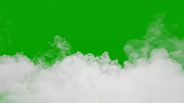 Cinematic fog overlay on chroma key background, white dense smoke transition effect, realistic mist element for video compositing, abstract vapor motion for visual arts