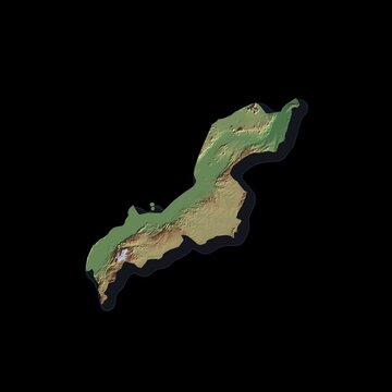 Malawi Rotating 3D Relief Map Seamless Loop, Alpha Channel 4K