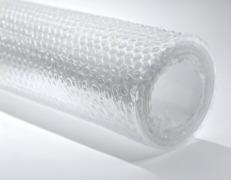 Roll of transparent plastic bubble wrap for protective packaging and shipping