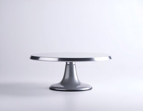Minimalist Silver Cake Stand Isolated on a Clean White Studio Background