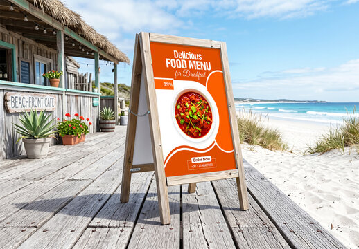 Beach Restaurant Menu Board Mockup