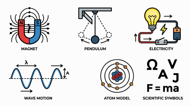 Science symbols and diagrams collection.