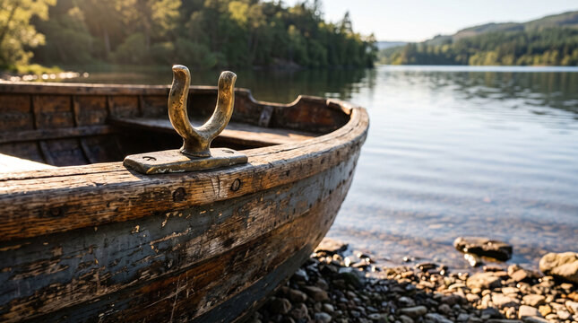 vintage rowboat oarlocks lakeshore wood