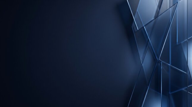 Dark Blue Frosted Glass Geometric Presentation Background