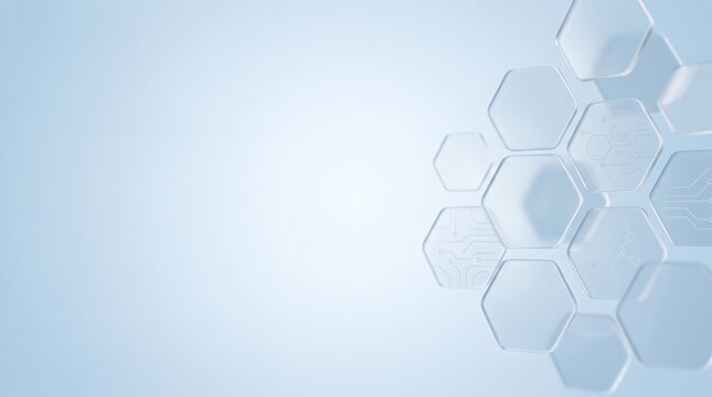 Frosted Glass Hexagon Tiles Light Blue Presentation Background