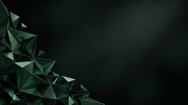 Deep Emerald Green Polygon Facet Presentation Background