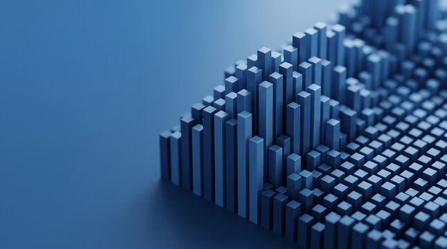 Monochromatic Blue 3D Pillar Grid Presentation Background