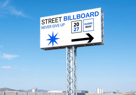 Elevated Commercial Advertisement Billboard Mockup