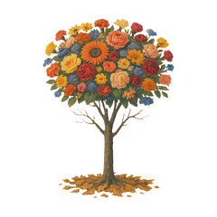 Obraz premium PNG Vibrant floral tree illustration