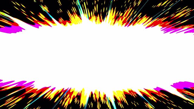 Colorful comic burst background with dynamic speed line frame