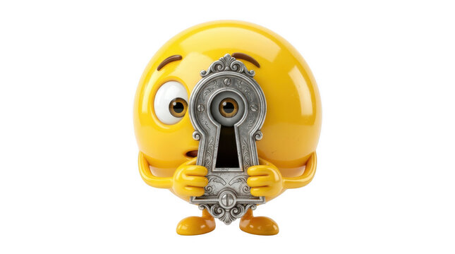 A cute animated emoji character with a surprised expression and a robot arm attached to its body